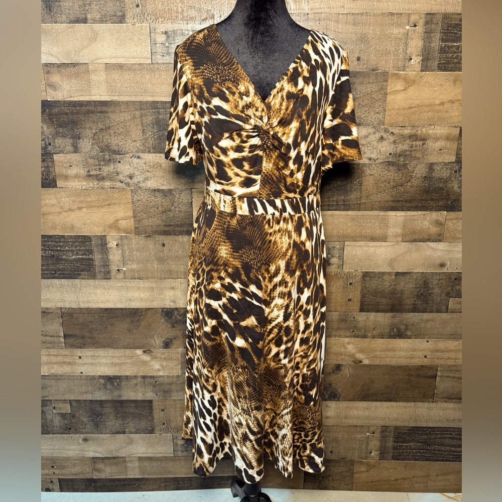 Superfoxx Women's Tan Brown Cheetah Dress Large L AB 705